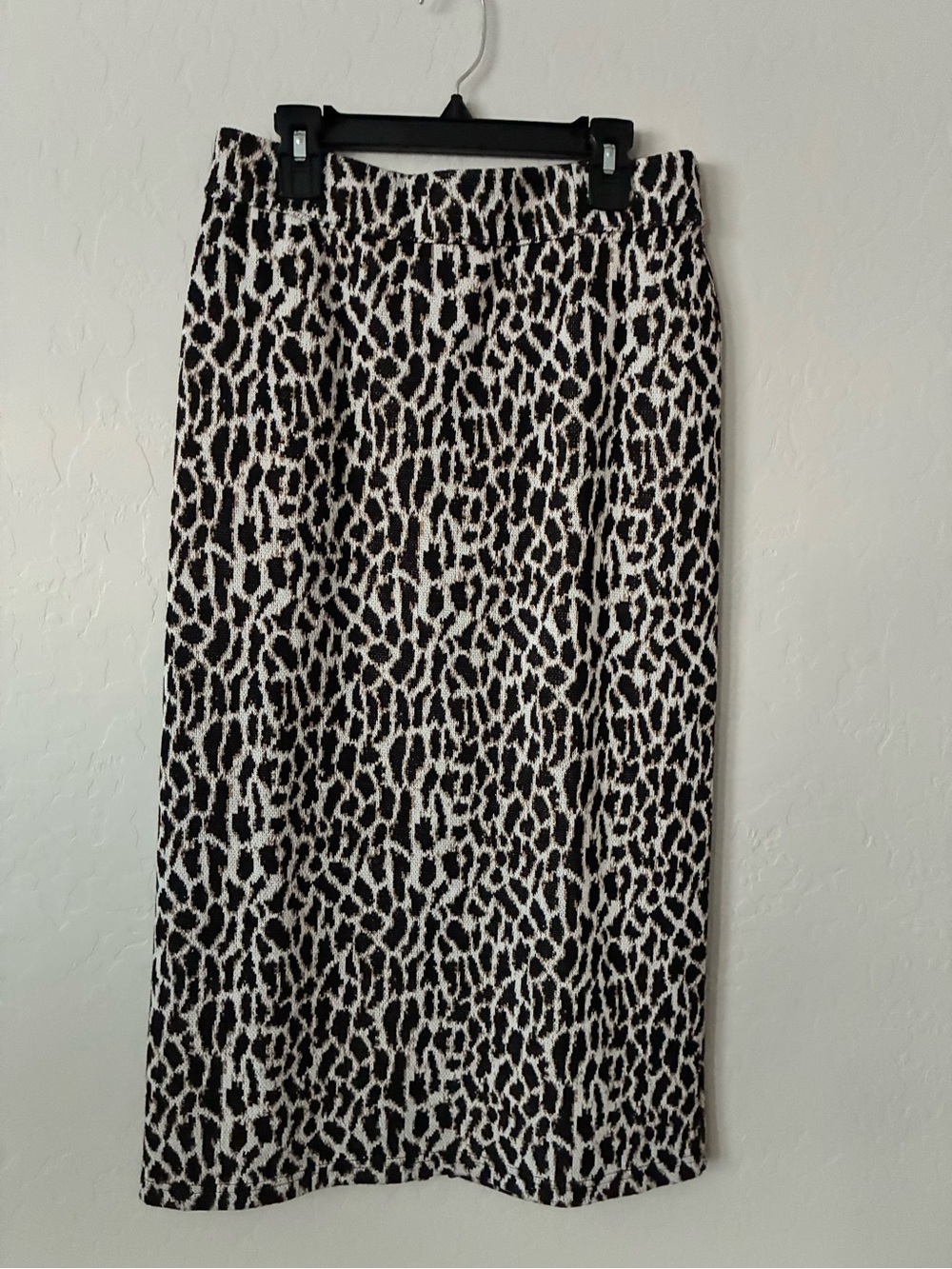 LOFT Leopard-Print Midi Skirt in Beige and Black